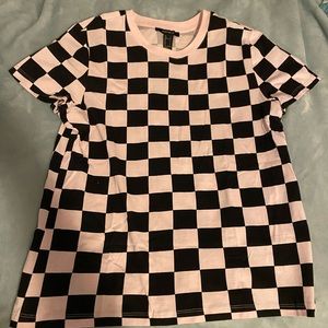 Pink and black checkered t shirt